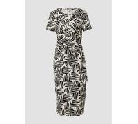 Jersey-Kleid mit Knotendetail und Raffung 36 creme|schwarz 2167313.99A0.36