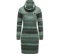 Sweatkleid RAGWEAR "Chlloe Zig Zag YOUMODO", Damen, Gr. XS (34), Normalgrößen, graugrün, Material: 70% Baumwolle, 30% Polyester, figurumspielend ca. Mitte Oberschenkel, hoch geschlossener Ausschnitt,