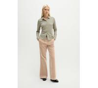 Langarm-Poloshirt MARC O'POLO "aus gebrushtem Single Jersey", Damen, Gr. XL, beige (smooth sage), Obermaterial: 96% Baumwolle, 4% Elasthan, unifarben, regular fit, Manschette, Shirts (53521064-XL) smo