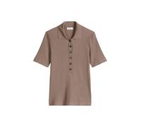 Poloshirt MARC O'POLO "mit TENCEL™ Modal", Damen, Gr. S, chalky braun, Obermaterial: 58% Baumwolle, 38% Modal, 4% Elasthan, unifarben, slim fit, Shirts (24577259-S) chalky braun