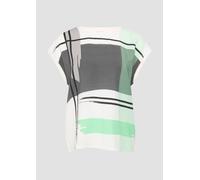 T-Shirt S.OLIVER Gr. 42, weiß grün, Damen, Obermaterial: 95% Viskose, 5% Elasthan, bedruckt, Shirts, im Fabricmix (44546058-42) weiß grün