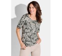 Jersey-Shirt in Blätterprint grau 48