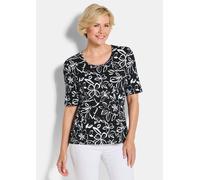 Jersey-Shirt mit Blumenmuster schwarz 46