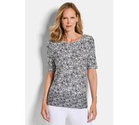 Jersey-Shirt mit Blumenprint weiß 42