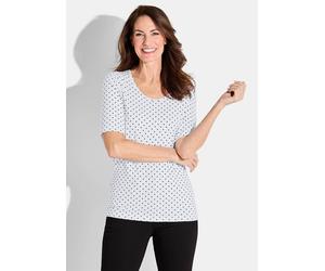 Jersey-Shirt mit Pünktchen weiß 44