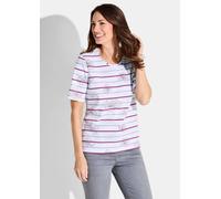 Jersey-Shirt mit Streifen und Blüten weiß 25