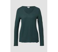 Jersey-Shirt mit V-Ausschnitt und Rollsaum 44 grün 2170086.6933.44