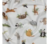 Jersey Stoff Bio Baumwolljersey ANIMALS | 3 Motive | weiß | by Poppy | Ökotex | ab 50 cm | zum Nähen von Baby- und Kinderkleidung (Exotische Tiere)