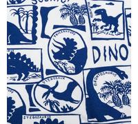 Jersey Stoff DINO SCENIC Dinosaurier weiß blau 1,5m Breite
