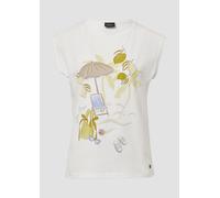 Jersey-T-Shirt mit Artwork und Glitzerdetails 34 creme 2165933.02D1.34