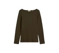 Langarmshirt MARC O'POLO "aus Organic Cotton-Qualität", Damen, Gr. L, mossy earth, Obermaterial: 100% Baumwolle, unifarben, Basic, regular fit, U-Boot-Ausschnitt, normaler Saum, Shirts Langarmshirt (1