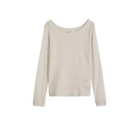 Langarmshirt MARC O'POLO "aus weichem Baumwoll-Single-Jersey", Damen, Gr. L, grau silk, Obermaterial: 100% Baumwolle, unifarben, Basic, regular fit, U-Boot-Ausschnitt, Rippbündchen, Shirts Langarmshir