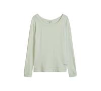 Langarmshirt MARC O'POLO "aus weichem Baumwoll-Single-Jersey", Damen, Gr. S, calm sage, Obermaterial: 100% Baumwolle, unifarben, Basic, regular fit, U-Boot-Ausschnitt, Rippbündchen, Shirts Langarmshir