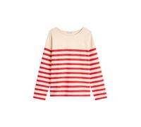 Langarmshirt MARC O'POLO "aus garngefärbtem Heavy-Slub-Jersey", Damen, Gr. XXL, medium rot, Obermaterial: 100% Baumwolle, gestreift, Basic, relaxed fit, Rundhals, normaler Saum, Shirts Langarmshirt (6