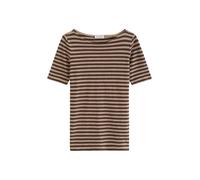 T-Shirt MARC O'POLO "aus Organic Cotton-Jersey", Damen, Gr. S, schwarz braun, Obermaterial: 100% Baumwolle, gestreift, Basic, regular fit, U-Boot-Ausschnitt, normaler Saum, Shirts T-Shirt (89014909-S)