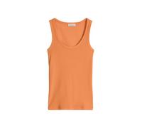 T-Shirt MARC O'POLO "aus elastischem Rippjersey", Damen, Gr. XXL, warm orange, Obermaterial: 97% Baumwolle, 3% Elasthan, unifarben, slim fit, tiefer Rundhals, Shirts T-Shirt (41839826-XXL) warm orange