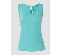 T-Shirt S.OLIVER, Damen, Gr. 46, pool blau, Jersey, Obermaterial: 50% Baumwolle, 50% Modal, unifarben, casual, regular fit taillenbedeckt, V-Ausschnitt, ohne Ärmel, Shirts, mit Cut-Out (22245268-46) p