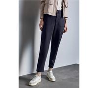 Cargohose STREET ONE, Damen, Gr. 42, Länge 30, blau (tiefblau), Stoff, 92% Polyester, 8% Elasthan, unifarben, slim fit lang, Hosen, mit Stretchanteil (84659451-42) tiefblau