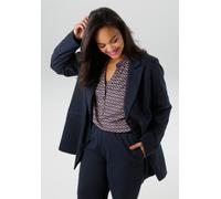 Jerseyblazer ANISTON PLUS, Damen, Gr. 46, blau (navy), Jersey, Obermaterial: 65% Viskose, 30% Polyamid, 5% Elasthan. Futter: 100% Polyester, unifarben, figurumspielend Po-bedeckend, Blazer, aus super