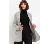 Jerseyblazer BONPRIX "Langer Jersey-Blazer mit Taschen", Damen, Gr. 40, grau (hellgrau meliert), Obermaterial: 67% Polyester, 33% Viskose. Futter: 100% Polyester, loose fit, Blazer Jerseyblazer, mit R