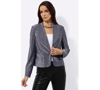 Jerseyblazer CREATION L "Jersey-Blazer", Damen, Gr. 38, silber (silberfarben, marine), 52% Polyamid, 42% metallisierte Fasern, 6% Elasthan, Blazer (92857809-38) silberfarben, marine