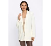 Jerseyblazer HEINE "Jersey-Blazer", Damen, Gr. 50, weiß (ecru), 55% Viskose, 40% Polyester, 5% Elasthan, Blazer (16968107-50) ecru