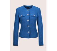 Jerseyblazer MADELEINE "Blazer Eleganter Kurzblazer ohne Kragen", Damen, Gr. 44, blau (royalblau), Obermaterial: 50% Polyester PES. 50% Wolle WO., Modern, normal, Blazer (94738753-44) royalblau