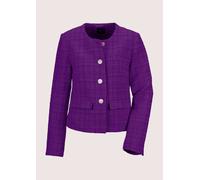 Jerseyblazer MADELEINE "Blazer Eleganter Tweed-Kurzblazer mit Metallknöpfen", Damen, Gr. 44, lila (lavendellila), Obermaterial: 80% Polyester PES. 20% Wolle WO., Modern, normal, Blazer, Edle Metallknö