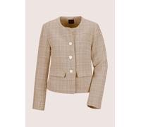 Jerseyblazer MADELEINE "Blazer Eleganter Tweed-Kurzblazer mit Metallknöpfen", Damen, Gr. 46, beige, Obermaterial: 80% Polyester PES. 20% Wolle WO., Modern, normal, Blazer, Edle Metallknöpfe (38502224-