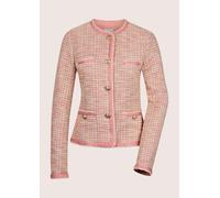 Jerseyblazer MADELEINE "Blazer Kurzblazer im Couture-Style", Damen, Gr. 44, weiß (wollweiß, puderrosa, apricot), Obermaterial: 81% Polyester PES. 17% Baumwolle CO. 1% Elasthan EL. 1% Viskose CV., Mode