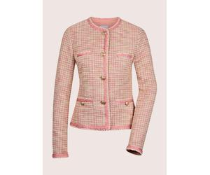Jerseyblazer MADELEINE "Blazer Kurzblazer im Couture-Style", Damen, Gr. 44, weiß (wollweiß, puderrosa, apricot), Obermaterial: 81% Polyester PES. 17% Baumwolle CO. 1% Elasthan EL. 1% Viskose CV., Mode
