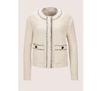Jerseyblazer MADELEINE "Blazer Kurzblazer in Bouclé-Optik", Damen, Gr. 40, weiß (wollweiß, schwarz), Obermaterial: 100% Polyester PES., Modern, normal, Blazer (34398263-40) wollweiß, schwarz