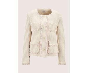 Jerseyblazer MADELEINE "Blazer Kurzer Bou lazer", Damen, Gr. 38, weiß (perlweiß, hellamethyst), Obermaterial: 73% Baumwolle CO. 22% Polyester PES. 5% sonstige Fasern AF., Modern, normal, Blazer (3