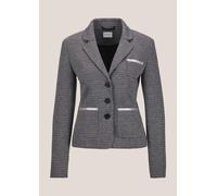 Jerseyblazer MADELEINE "Kurzblazer Eleganter Jerseyblazer in Kurzform", Damen, Gr. 42, weiß (steingrau, wollweiß, melange), Obermaterial: 65% Polyester PES. 30% Viskose CV. 5% Elasthan EL., Modern, no