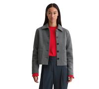 Jerseyblazer MARC O'POLO "aus Organic Cotton-Mix", Damen, Gr. 34, warm granite melange, Jersey, Obermaterial: 91% Baumwolle, 9% Polyester, unifarben, regular fit normal, normaler Saum, Blazer (9101083