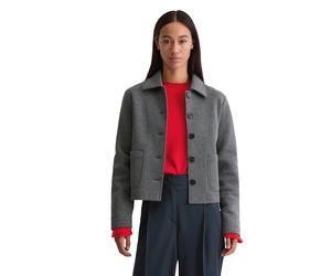 Jerseyblazer MARC O'POLO "aus Organic Cotton-Mix", Damen, Gr. 46, warm granite melange, Jersey, Obermaterial: 91% Baumwolle, 9% Polyester, unifarben, regular fit normal, normaler Saum, Blazer (9101083