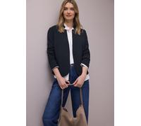 Jerseyblazer STREET ONE, Damen, Gr. 38, shadowed navy, Web, Obermaterial: 71% Polyester, 26% Viskose, 3% Elasthan, unifarben, tailliert hüftbedeckend, tiefer V-Ausschnitt, abgesteppte Kante, Blazer, m