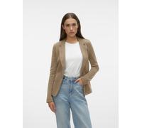 Jerseyblazer VERO MODA "VMJULIA LS BLAZER JRS NOOS", Damen, Gr. 34, braun (silber mink detail:melange), Jersey, Obermaterial: 66% Polyester, 34% Baumwolle, meliert, regular fit normal, tiefer V-Aussch