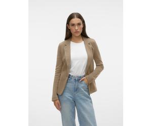 Jerseyblazer VERO MODA "VMJULIA LS BLAZER JRS NOOS", Damen, Gr. 38, braun (silber mink detail:melange), Jersey, Obermaterial: 66% Polyester, 34% Baumwolle, meliert, schmal normal, tiefer V-Ausschnitt,