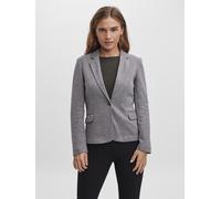 Jerseyblazer VERO MODA "VMJULIA LS BLAZER JRS NOOS", Damen, Gr. 38, grau (dunkelgrau melange), Jersey, Obermaterial: 66% Polyester, 34% Baumwolle, unifarben, regular fit normal, tiefer V-Ausschnitt, m