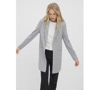 Jerseyblazer VERO MODA "VMVERINA LS LONG BLAZER", Damen, Gr. 34, grau (light grau melange), Jersey, Obermaterial: 95% Polyester, 5% Elasthan, meliert, figurumspielend ca. Mitte Oberschenkel, tiefer V-