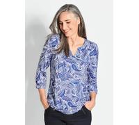 Jerseybluse im Alloverdruck blau 44