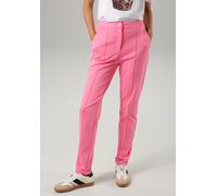Jerseyhose ANISTON CASUAL, Damen, Gr. 36, N-Gr, pink, Jersey, Obermaterial: 63% Polyester, 32% Viskose, 5% Elasthan, unifarben, figurumspielend lang, Hosen Jerseyhose, mit Biesen verziert (21448934-36