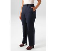 Jerseyhose ANISTON PLUS, Damen, Gr. 44, N-Gr, navy, Obermaterial: 65% Viskose, 30% Polyamid, 5% Elasthan, unifarben, figurumspielend lang, Hosen Jerseyhose, in edler elastischer Qualität (55577513-44)