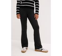 Jerseyhose BONPRIX "Ausgestellte Jerseyhose mit angerauter Innenseite", Mädchen, Gr. 140/146, N-Gr, schwarz, Jersey, Obermaterial: 92% Polyester, 8% Elasthan, unifarben, Basic lang, Hosen Jerseyhose,