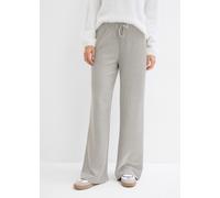 Jerseyhose BONPRIX, Damen, Gr. 40/42 (M), N-Gr, schwarz, wollweiß gestreift (länge: regulär), Jersey, Obermaterial: 66% Baumwolle, 32% Polyester, 2% Elasthan, loose fit, Hosen Jerseyhose, aus Baumwoll