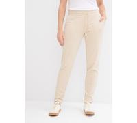 Jerseyhose BONPRIX, Damen, Gr. 44/46 (L), N-Gr, hellsand, Jersey, Obermaterial: 70% Viskose, 25% Polyester, 5% Elasthan, regular fit, Hosen Jerseyhose, aus Viskose, Polyester und Elasthan, mit Bequemb