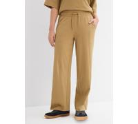 Jerseyhose BONPRIX, Damen, Gr. 44/46 (L), N-Gr, khakibraun, Jersey, Obermaterial: 100% Baumwolle, loose fit, Hosen Jerseyhose, aus Baumwolle, lockere Passform, weites Bein, Casual Stil (16213326-44) k