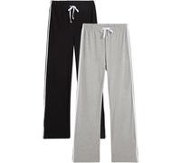 Jerseyhose BONPRIX, Damen, Gr. 48/50 (XL), N-Gr, schwarz (schwarz, hellgrau meliert), Obermaterial: 86% Baumwolle, 9% Viskose, 5% Elasthan, slim fit, Hosen Jerseyhose, Gummizugbund mit Bindeband, kont