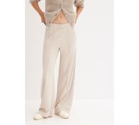 Jerseyhose BONPRIX "Jersey-Hose aus bequemen Punto di Roma", Damen, Gr. 52/54 (XXL), N-Gr, grau (kitt), Obermaterial: 68% Viskose, 28% Polyester, 4% Elasthan, loose fit, Hosen Jerseyhose, aus Viskose,